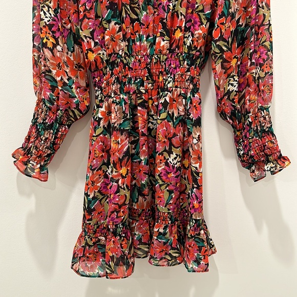 Misa Women's Marin Floral Long Sleeve Mini Dress Size Small Revolve Red Black - Picture 8 of 13